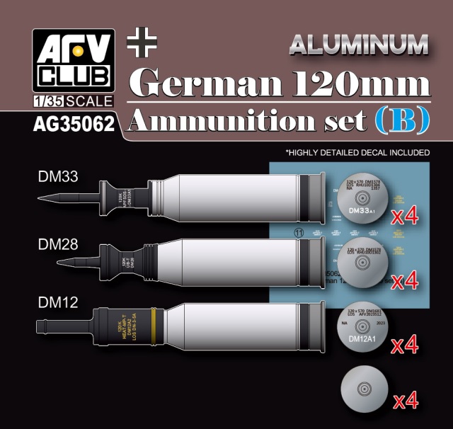 1/35　ドイツ軍 120mm 弾薬セット(B) アルミニウム