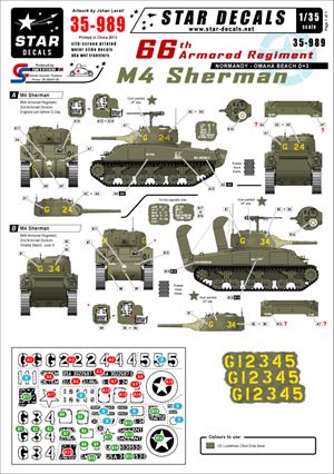 1/35　ノルマンディの米第66機甲連隊 シャーマン デカールセット