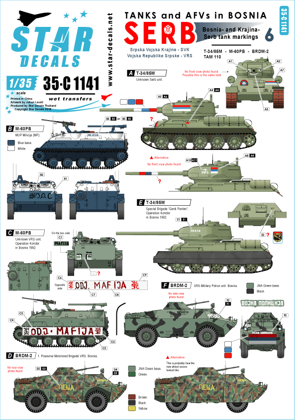 1/35 ボスニア紛争のAFV #6 セルビア人のT-34,BRDM-2他 - ウインドウを閉じる