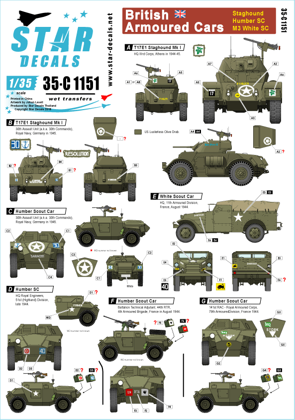 1/35 WWII英 スタッグハウンド,ハンバーSC,M3スカウトカー 1/35 WWII英 スタッグハウンド,ハンバーSC,M3スカウトカー