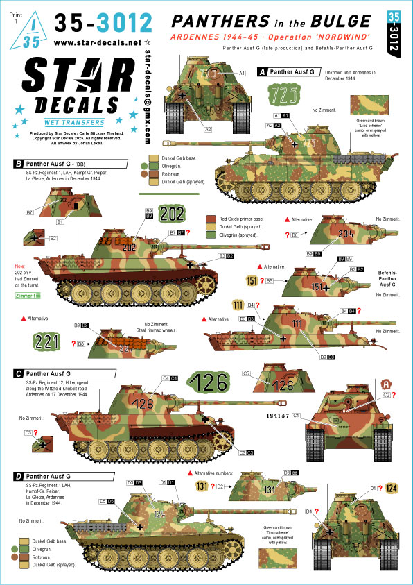 1/35 WWII ドイツ バルジの戦いのパンサー戦車 アルデンヌ1944/45年 ノルトヴィント作戦 パンサー戦車G型後期型/ 1/35 WWII ドイツ バルジの戦いのパンサー戦車 アルデンヌ1944/45年 ノルトヴィント作戦 パンサー戦車G型後期型/