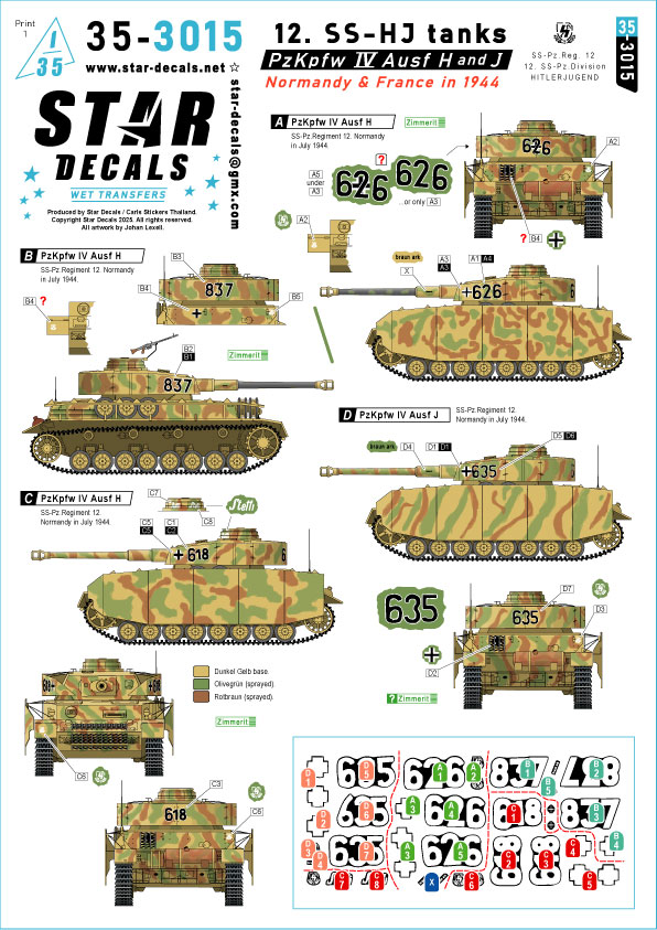 1/35 WWII ドイツ 第12SS装甲師団ヒトラーユーゲントのIV号戦車H型/J型 ノルマンディー/フランス1944 1/35 WWII ドイツ 第12SS装甲師団ヒトラーユーゲントのIV号戦車H型/J型 ノルマンディー/フランス1944