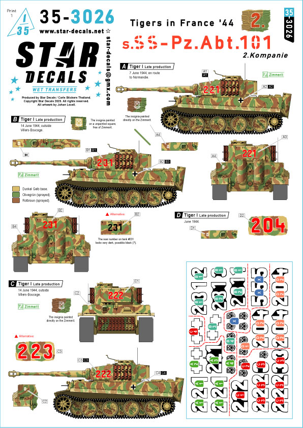 1/35 WWII ドイツ 1944年フランスのタイガー重戦車#2 第101SS重戦車大隊第2中隊のタイガーI後期型 1/35 WWII ドイツ 1944年フランスのタイガー重戦車#2 第101SS重戦車大隊第2中隊のタイガーI後期型