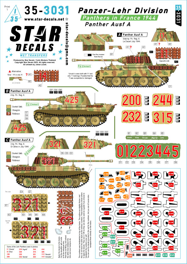 1/35 WWII ドイツ 装甲教導師団のパンサー戦車 フランス1944年 第6戦車連隊のパンサーA型 1/35 WWII ドイツ 装甲教導師団のパンサー戦車 フランス1944年 第6戦車連隊のパンサーA型
