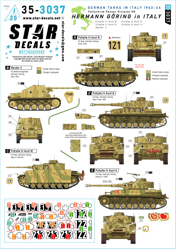 1/35 WWII ドイツ イタリア戦線のヘルマン・ゲーリング師団 マーダーII/III号戦車M/N型/IV号戦車G/H型 1/35 WWII ドイツ イタリア戦線のヘルマン・ゲーリング師団 マーダーII/III号戦車M/N型/IV号戦車G/H型