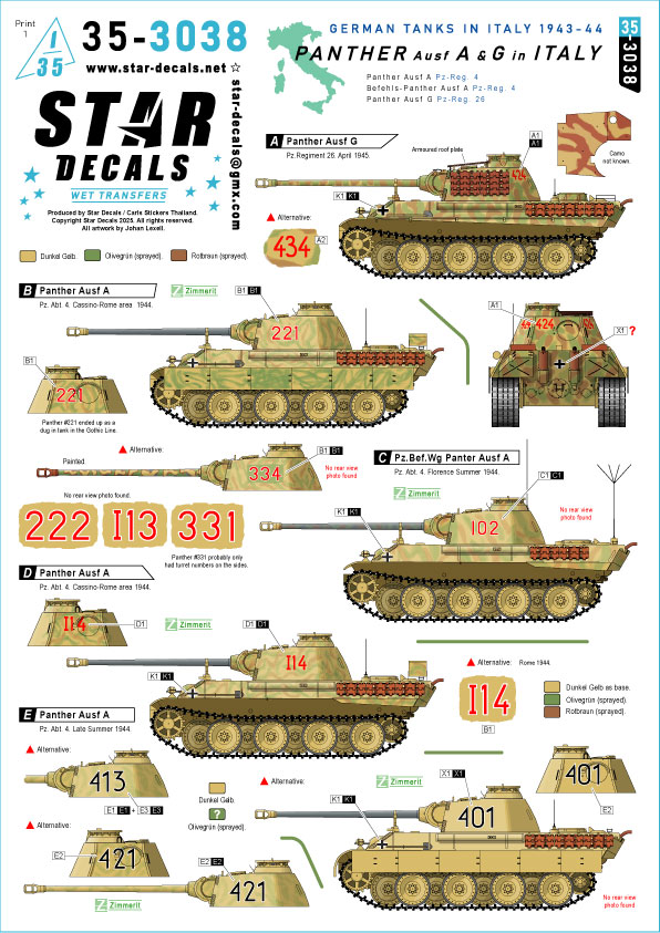 1/35 WWII ドイツ イタリア戦線のパンサー戦車A/G型 パンサーA型/指揮戦車A型/パンサーG型 1/35 WWII ドイツ イタリア戦線のパンサー戦車A/G型 パンサーA型/指揮戦車A型/パンサーG型