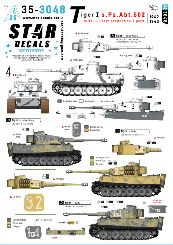1/35 WWII ドイツ 第502重戦車大隊のタイガーI#1 極初期/初期型のタイガー重戦車1942-43 1/35 WWII ドイツ 第502重戦車大隊のタイガーI#1 極初期/初期型のタイガー重戦車1942-43