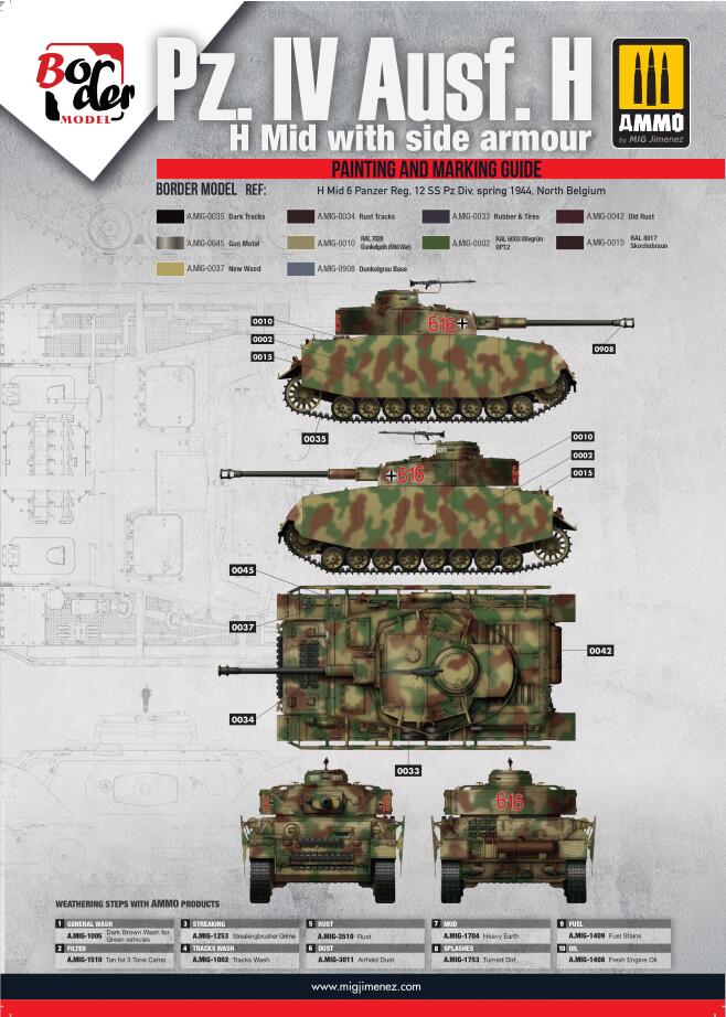 1/35　ボーダーモデル ドイツⅣ号H 中期型用 迷彩マスキングシート 第２装甲師団第２９連隊第２大隊第５中隊