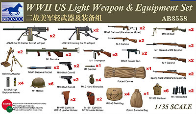 1/35　アメリカ軍歩兵用小火器セットWWII総数57点