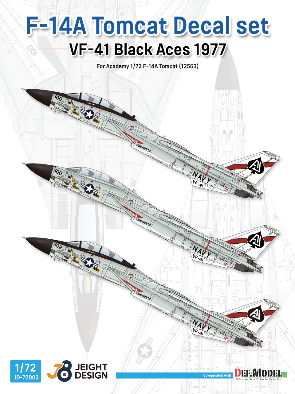 1/72 現用 アメリカ海軍艦上戦闘機F-14Aデカールセット VF-41ブラックエース1977(アカデミー)