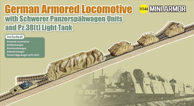 1/144 WW.II ドイツ軍 装甲機関車装甲列車ユニット & Pz.38(T) 戦車
