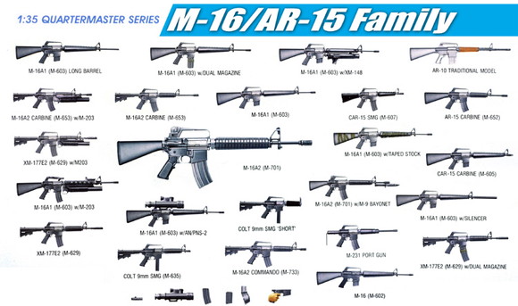 1/35 アメリカ軍ウエポンセット M-16/AR-15 自動小銃ファミリー