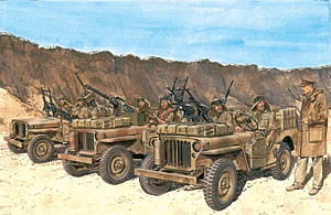 1/35 WW.II イギリス陸軍 SAS 4×4 小型軍用車 指揮官&ドライバー/クルーフィギュア付き 3台セット (SAS