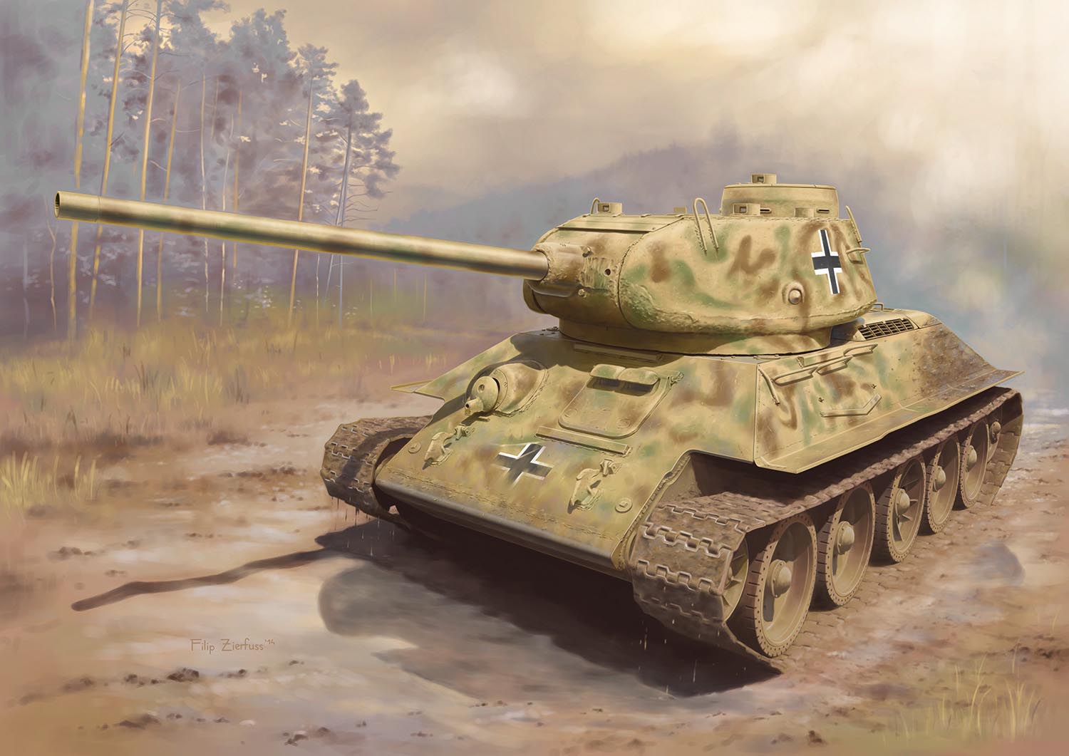 1/72 WW.II ドイツ軍 鹵獲戦車 T-34/85 - ウインドウを閉じる