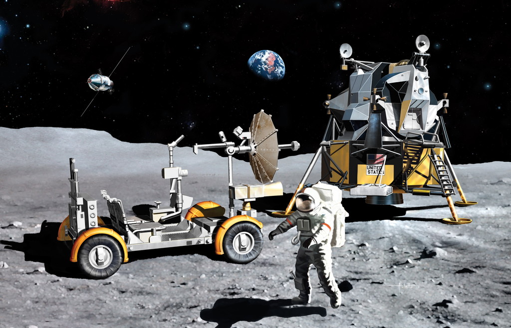 1/72 アポロ17号“ラストJミッション” 司令船+着陸船+月面探査車(ルナローバー)
