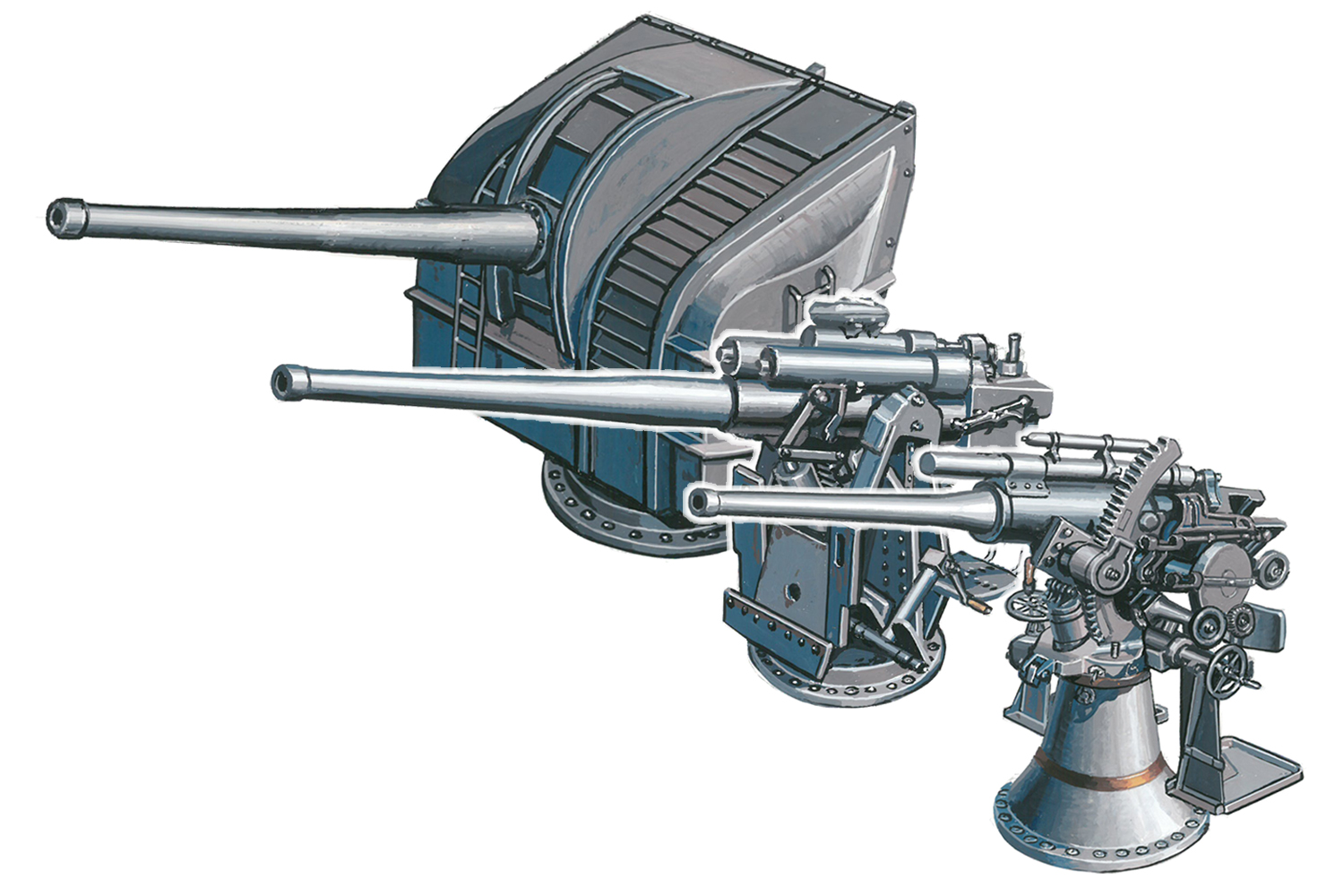 1/700　日本海軍 12ｃｍ単装高角砲 & 8ｃｍ単装高角砲