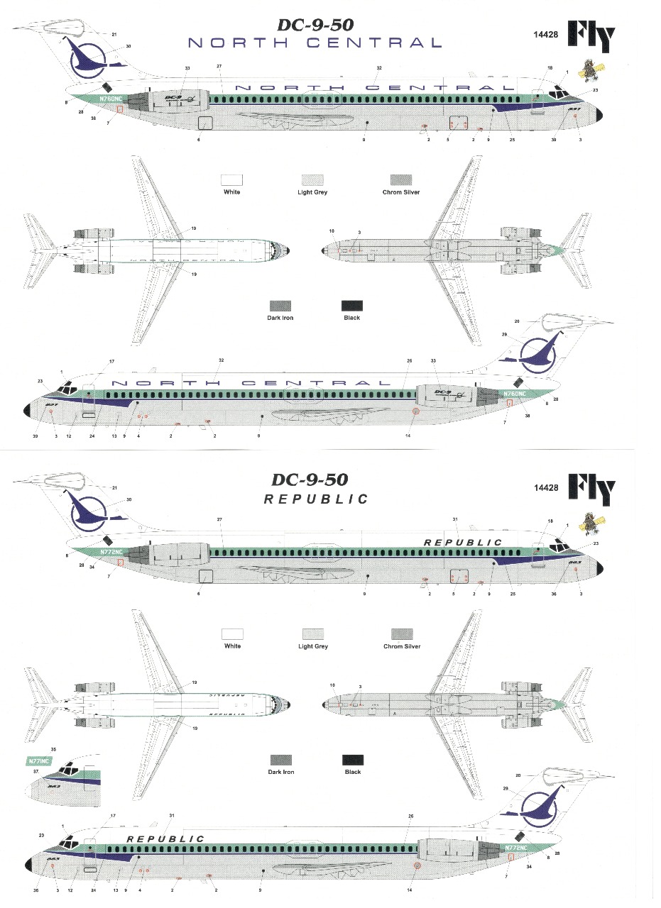 【予約する】　1/144 DC-9-50 「ノースセントラル・エアラインズ & リパブリック航空」