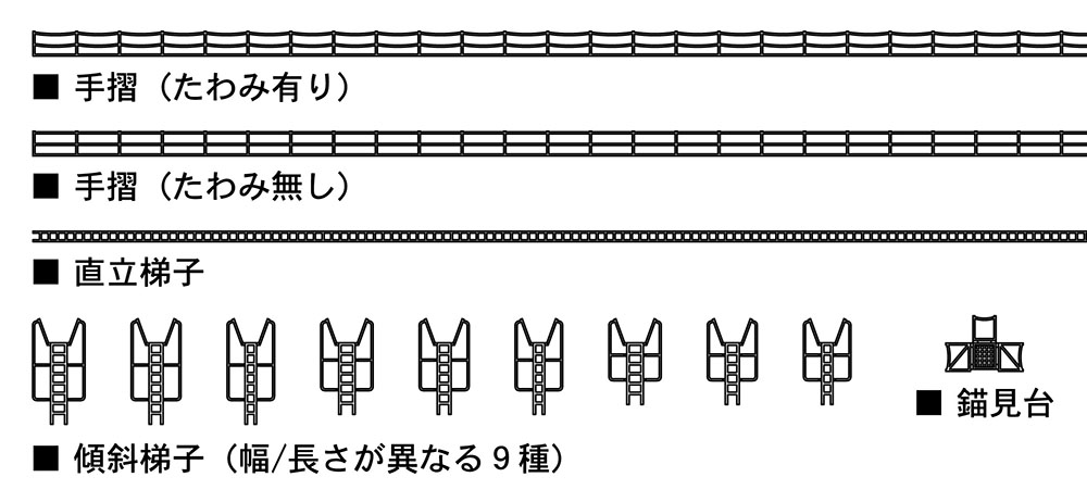 1/700　日本海軍艦艇用汎用エッチングパーツA（手摺・梯子）