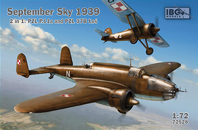 1/72　1939年9月ポPZL37Bロシュ爆撃機+PZL　P11A戦闘機セット