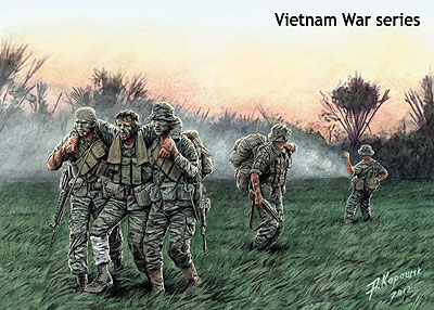 1/35　海軍特殊部隊5体負傷兵搬送撤退シーン・ベトナム戦