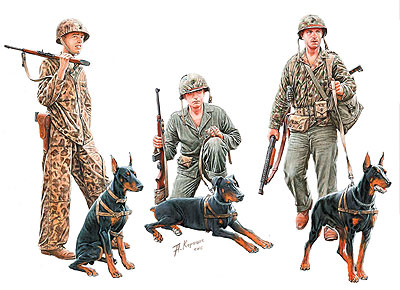 1/35 米・海兵隊3体太平洋戦争ドーベルマン犬3体 1/35 米・海兵隊3体太平洋戦争ドーベルマン犬3体