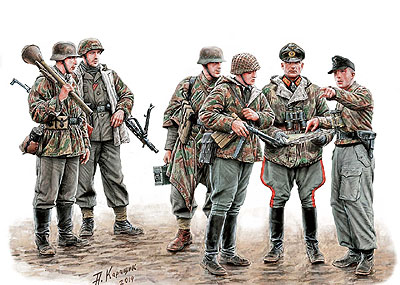 1/35 独・戦闘兵士6体1945-迷彩スモックスタイル上級将校+戦車兵他 1/35 独・戦闘兵士6体1945-迷彩スモックスタイル上級将校+戦車兵他
