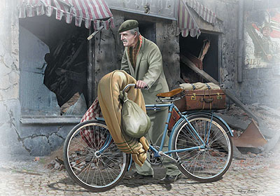 1/35　欧州民間男性１体+自転車WW-II-エッチングパーツ