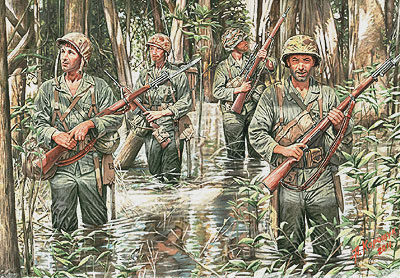 1/35　アメリカ海兵隊4体太平洋戦争ジャングル戦 - ウインドウを閉じる