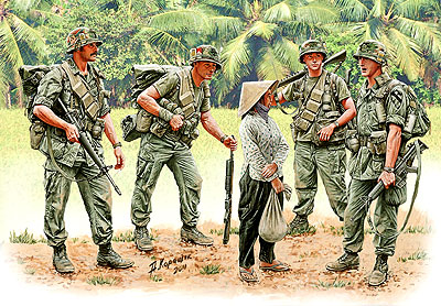 1/35　米・第一空挺騎兵師団4体+民間女性1体ベトナム戦