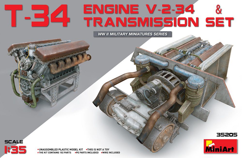 1/35 T-34エンジン（V-2-34）＆トランスミッションセット