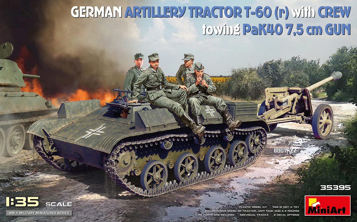 1/35　ドイツ砲兵トラクター T-60 (r) w/PaK40 対戦車砲&クルーフィギュア5体