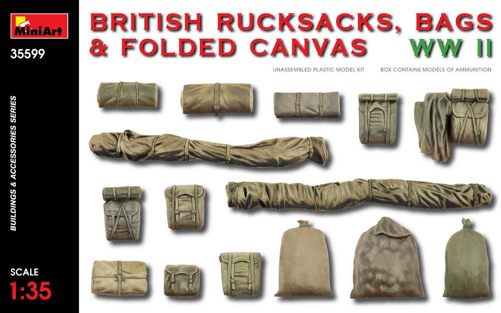 1/35　イギリス軍用リュックサック・バッグ・折りたたみ式キャンバスWW2