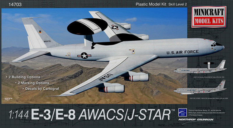 1/144 アメリカ空軍 E-3/E-8 AWACS/ジョイントスターズ [MC14703] - 7,744円 : ホビーショップ サニー,  下北沢にあるプラモデルとTOYのお店です。