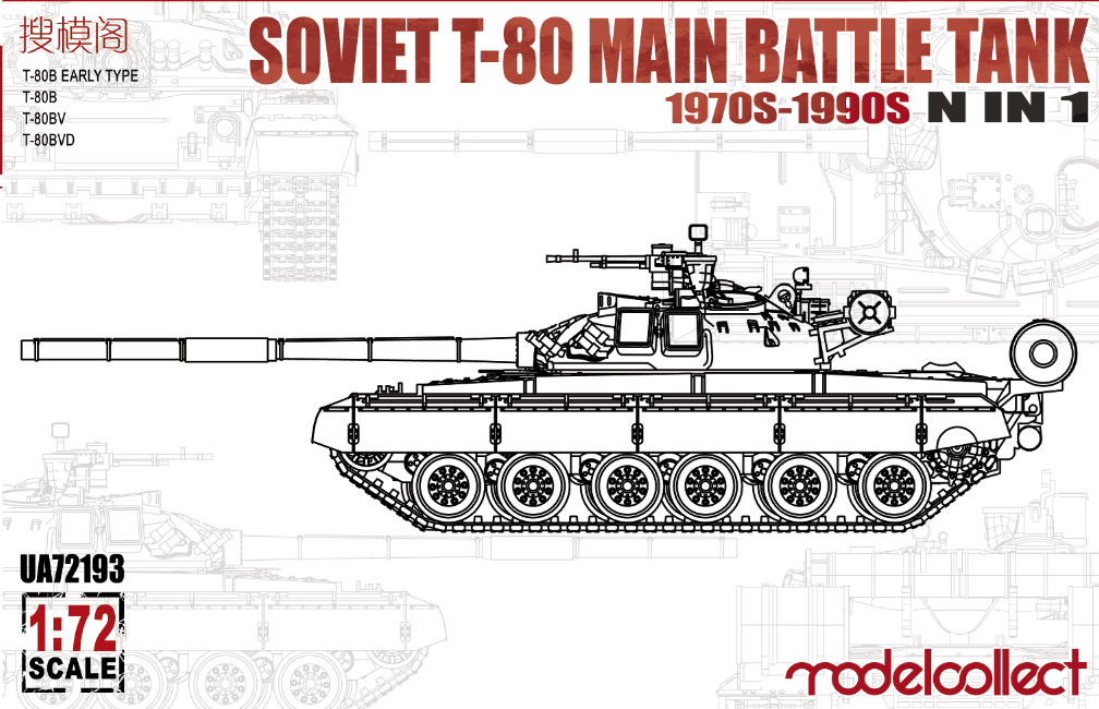 1/72 ソ連軍 T-80B/B (前期型)/BV/BVD 主力戦車 1970~1990年代 1/72 ソ連軍 T-80B/B (前期型)/BV/BVD 主力戦車 1970~1990年代