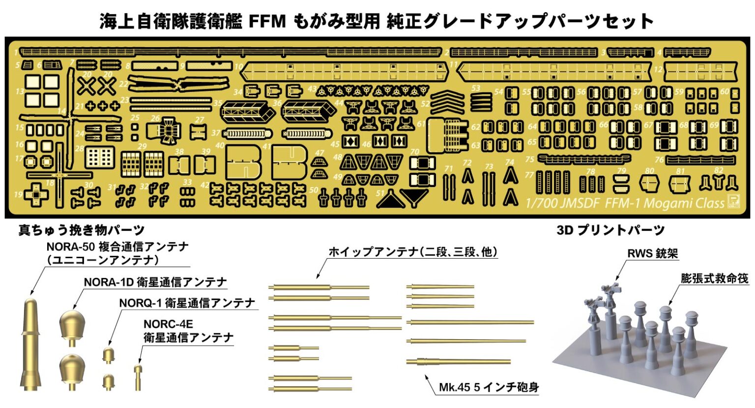 1/700 海上自衛隊 護衛艦 FFM もがみ型用 純正グレードアップパーツセット