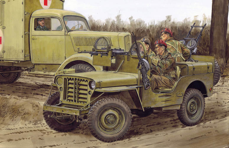 1/35 WW.II イギリス軍 SAS 4x4 小型軍用車 ヨーロッパ戦線 1944 ＋第2SAS連隊歩兵フィギュア4体セット
