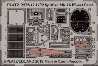 1/72 スピットファイア Mk.XVI用エッチングパーツ・パート１