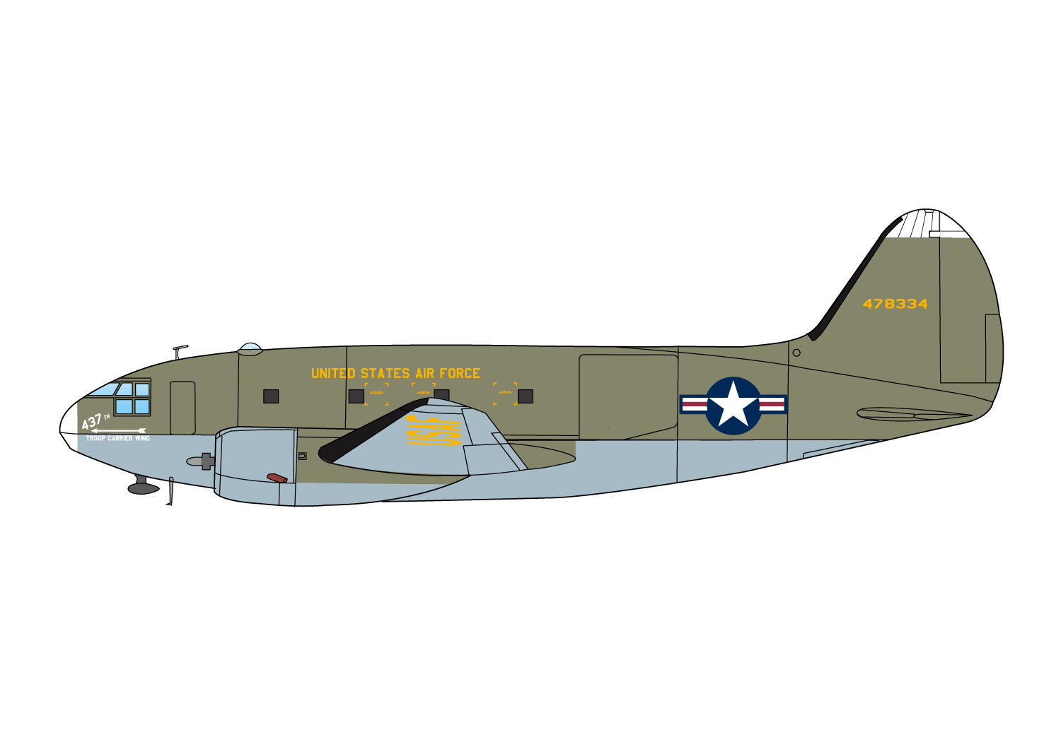 【予約する】 1/144 アメリカ空軍 C-46D 輸送機 第437輸送航空団 【予約する】 1/144 アメリカ空軍 C-46D 輸送機 第437輸送航空団