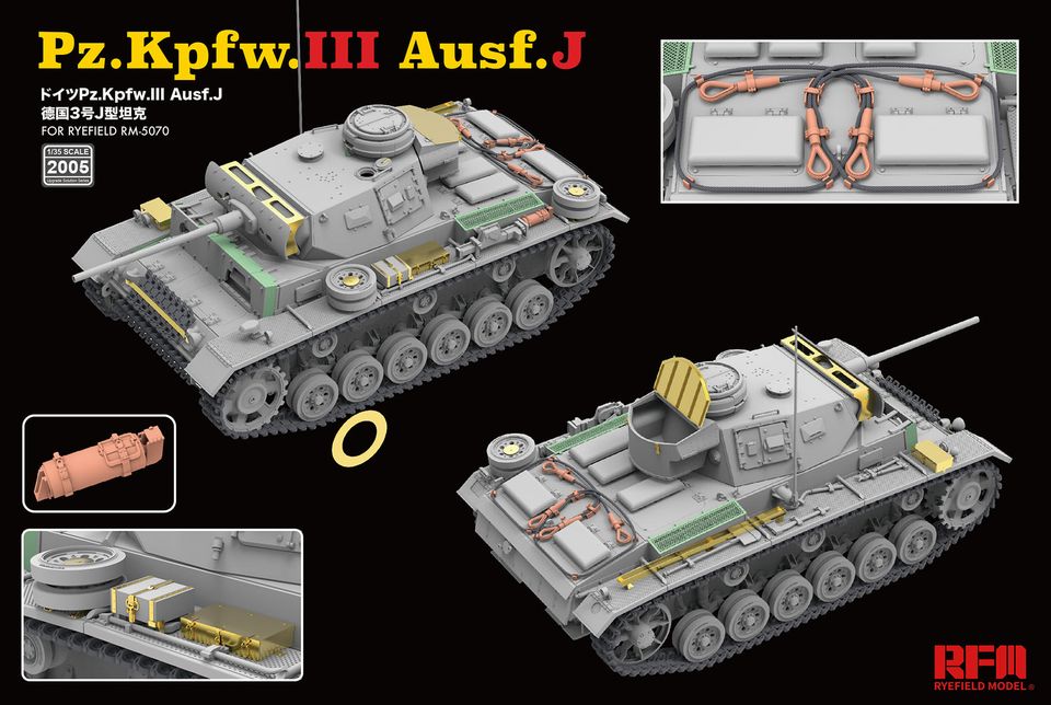 1/35 Ⅲ号戦車J型用グレードアップパーツセット (RFM5070用)