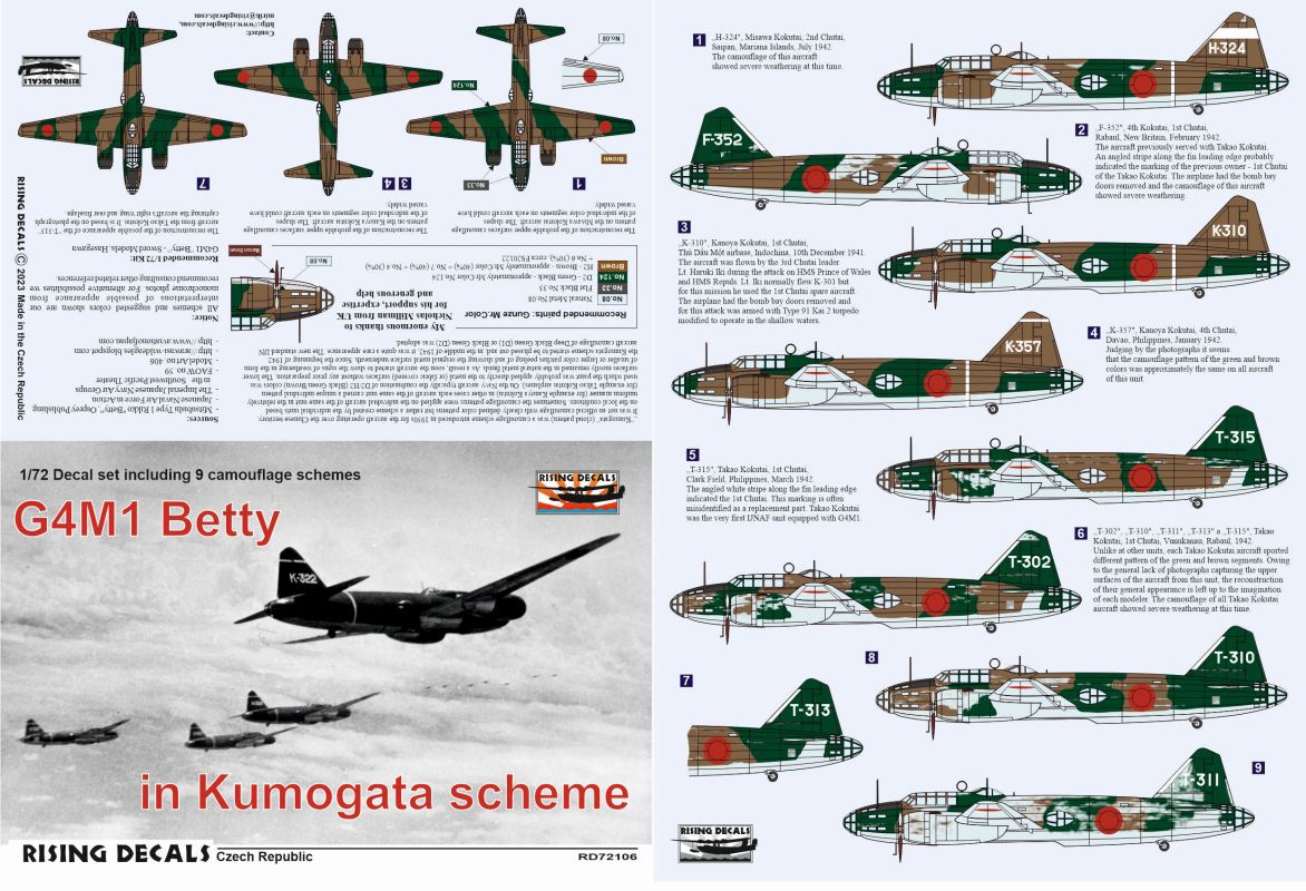 1/72 一式陸上攻撃機 「雲形迷彩機」 デカール