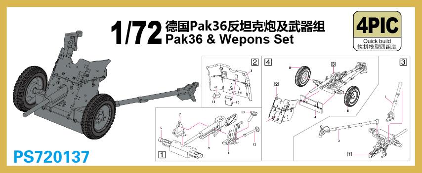 1/72　ドイツ 対戦車砲 PaK36（4門入り）