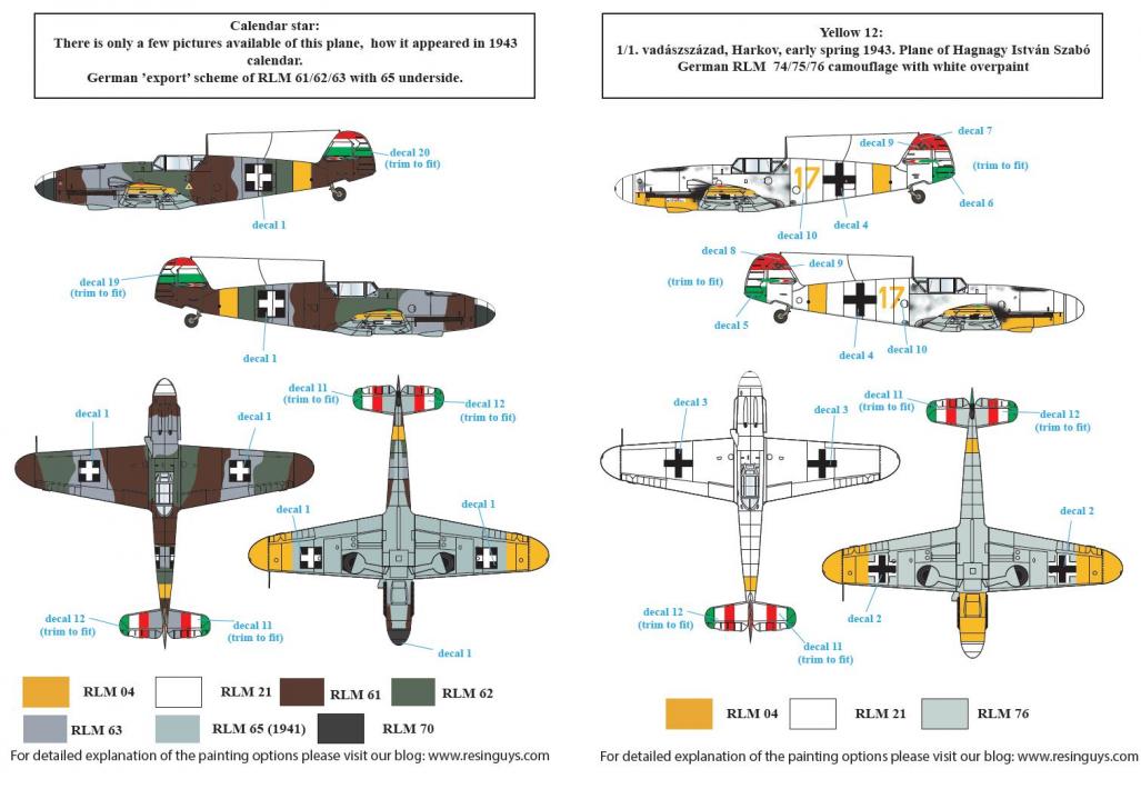 1/72　メッサーシュミット Bf109F-4 「ハンガリー空軍」Vol.Ⅰ (2機分の国籍マーク付)