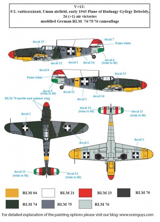 1/72　メッサーシュミット Bf109F-4 「ハンガリー空軍」Vol.Ⅰ (2機分の国籍マーク付)
