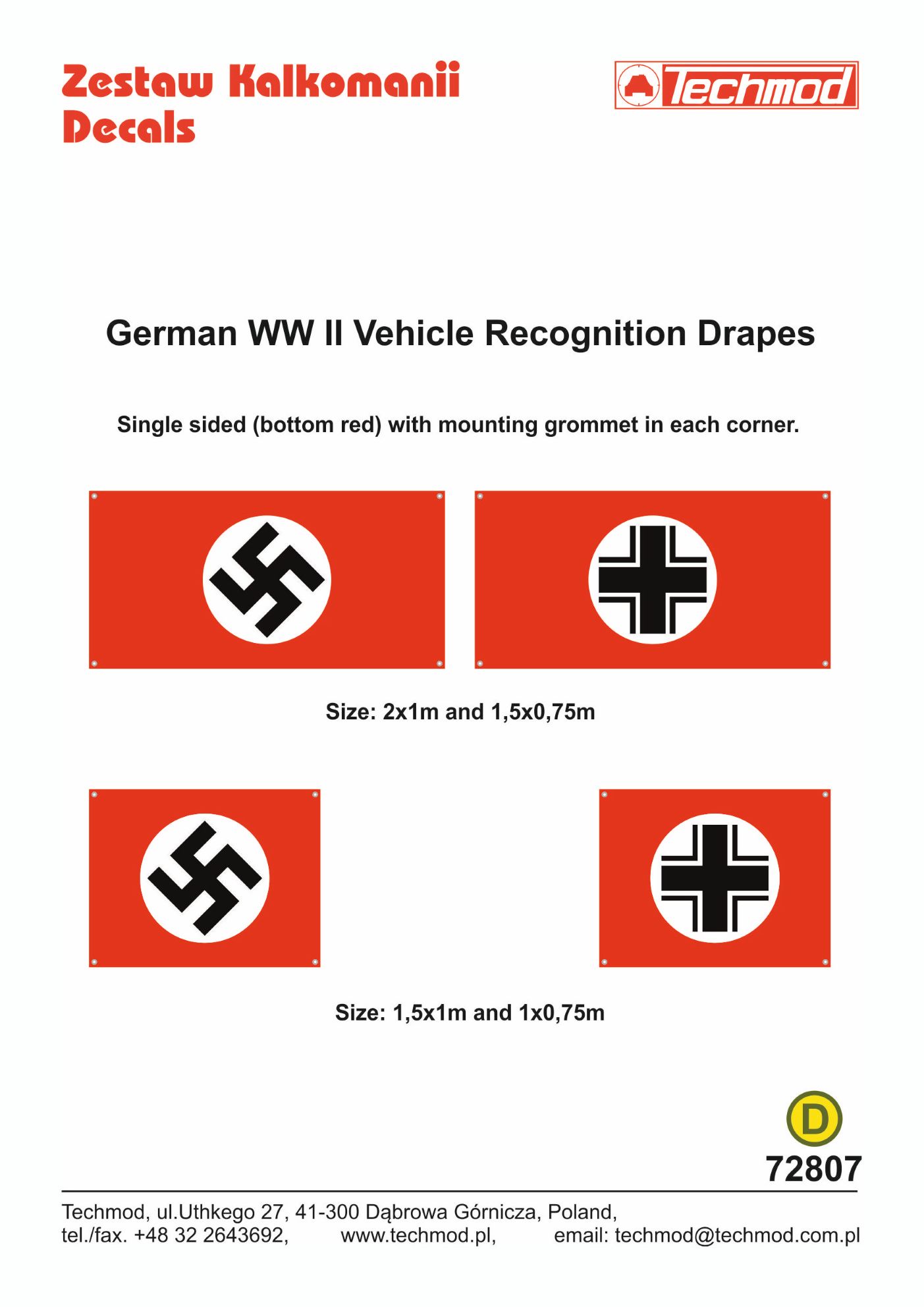 1/72 第二次世界大戦時の独車輛識別旗 1/72 第二次世界大戦時の独車輛識別旗
