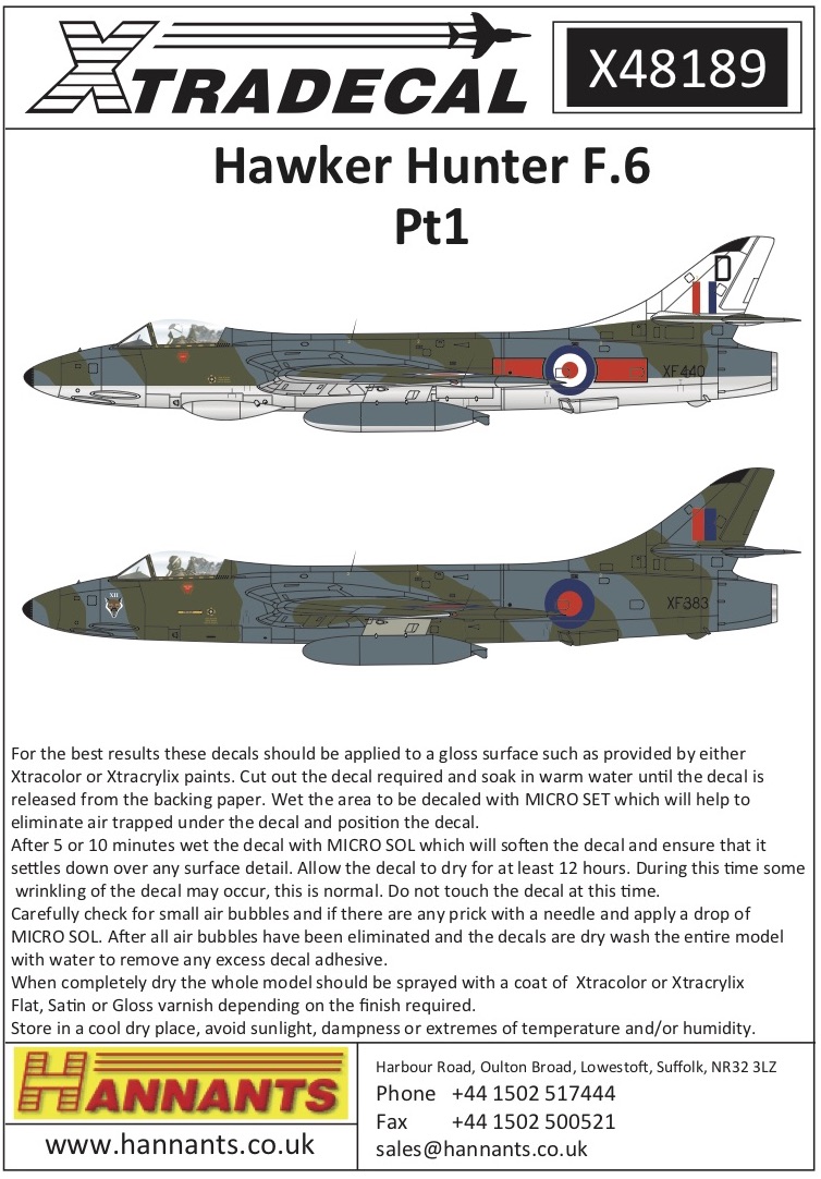 1/48　Hawker Hunter F Mk.6 (8) XF438/H 208 Sqn RAF Tangmere 1959