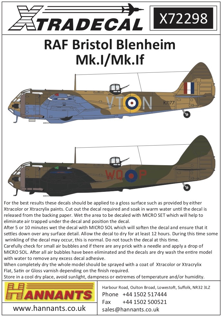 1/72　Bristol Blenheim Mk.I/Mk.If (11) Mk.1 K7078 38 Sqn RAF Wyto