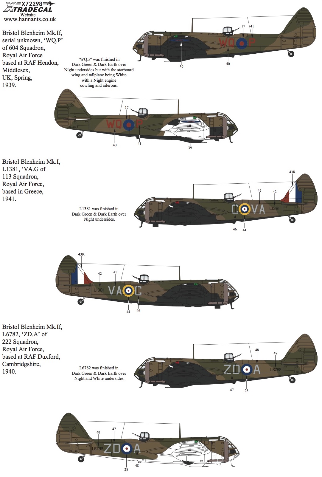 1/72　Bristol Blenheim Mk.I/Mk.If (11) Mk.1 K7078 38 Sqn RAF Wyto - ウインドウを閉じる