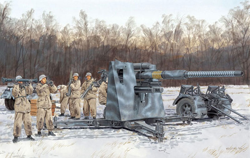 1/35 WW.II ドイツ軍 88mm砲 Flak36　w/高射砲兵（冬季装備）