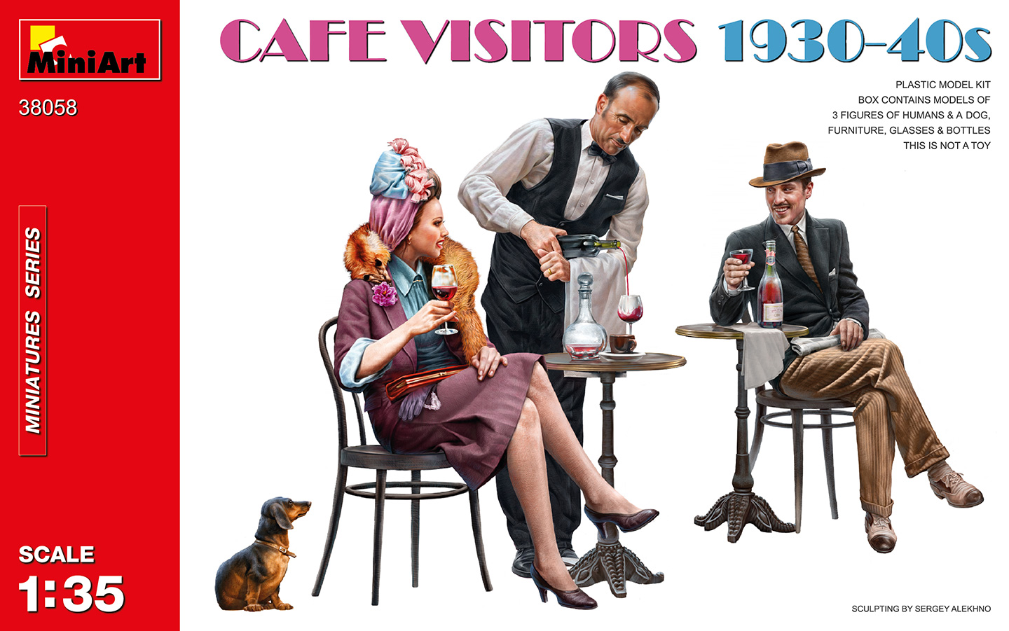 1/35　カフェの客1930-40年代 フィギュア3体&犬1匹